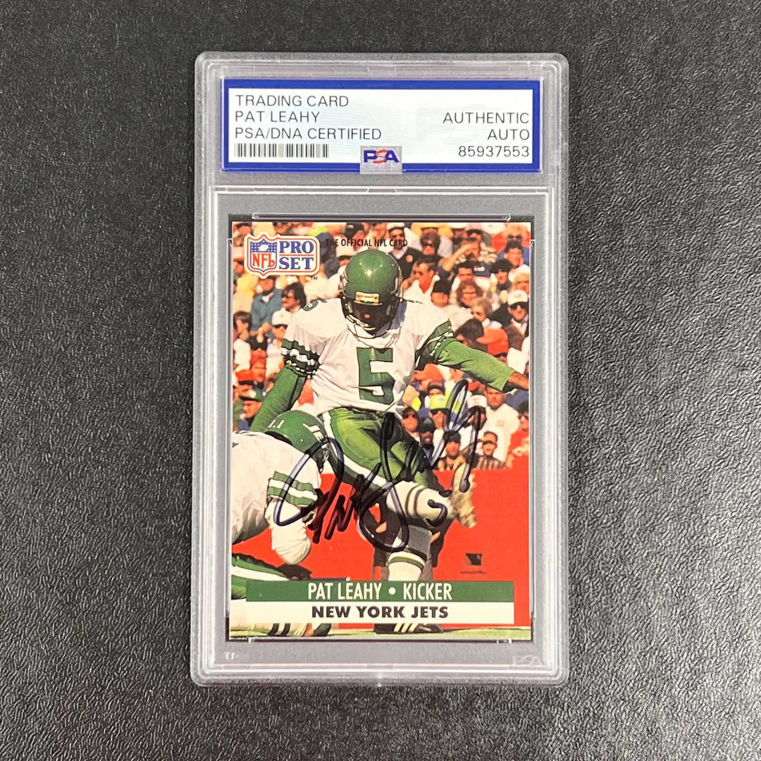 1991 Pro Set #607 Pat Leahy Signed Card Auto PSA Slabbed New York Jets