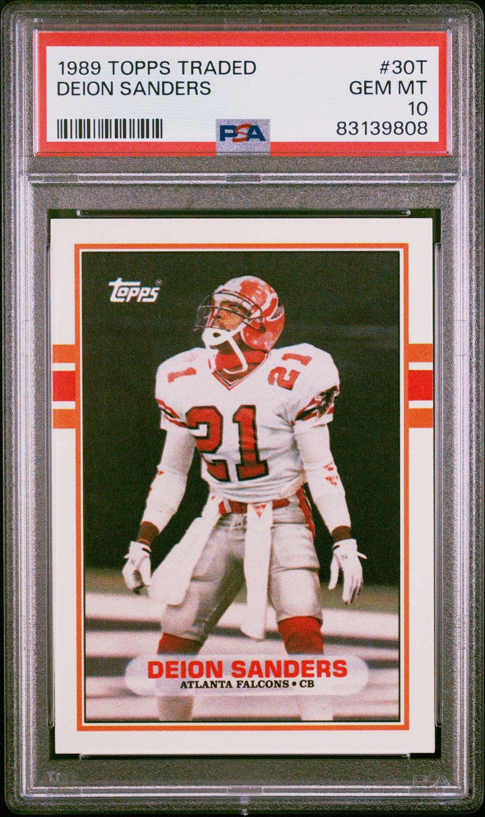 Graded 1989 Topps Traded Deion Sanders #30T Rookie RC Card PSA 10 Gem
