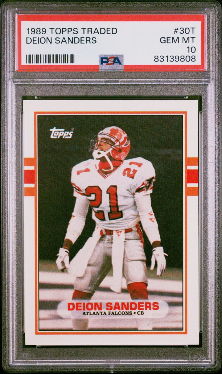Graded 1989 Topps Traded Deion Sanders #30T Rookie RC Card PSA 10 Gem