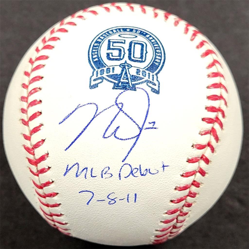 Mike Trout "MLB Debut' signed Angels 50th Ann. Baseball autograph ~ MLB Holo