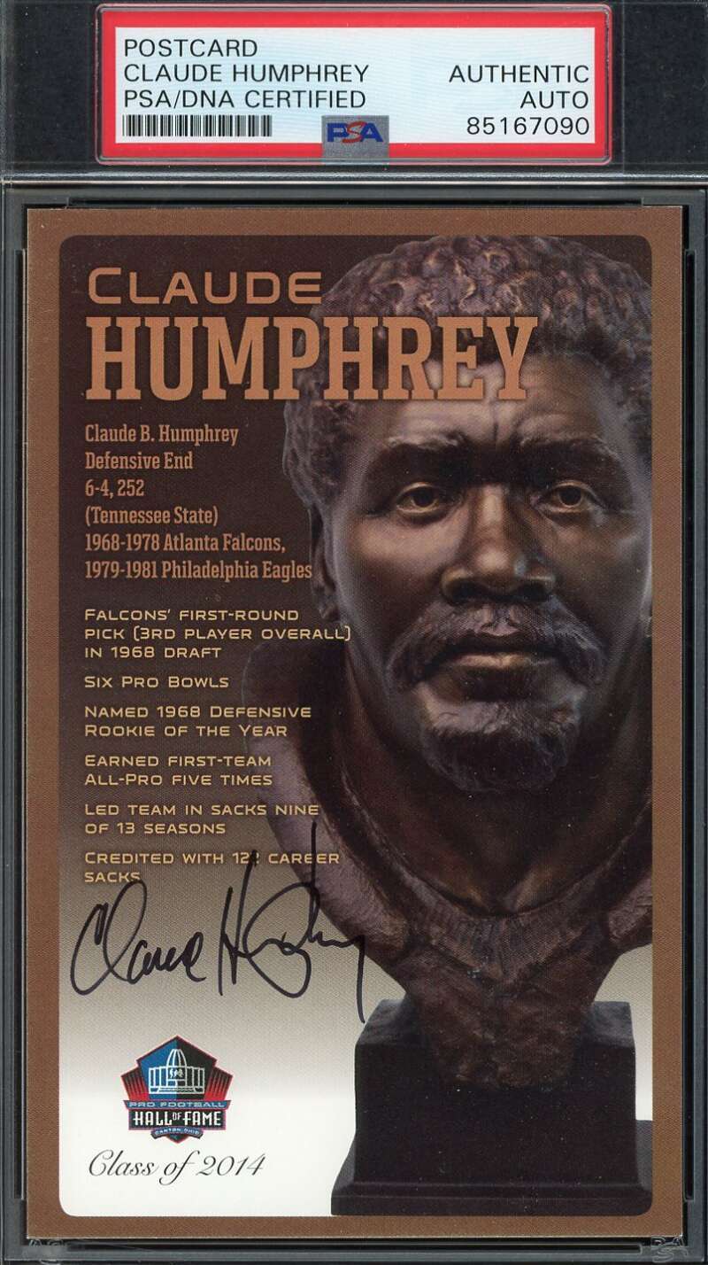 Claude Humphrey PSA DNA Signed Hall of Fame Bronze Bust Postcard /150 Autograph
