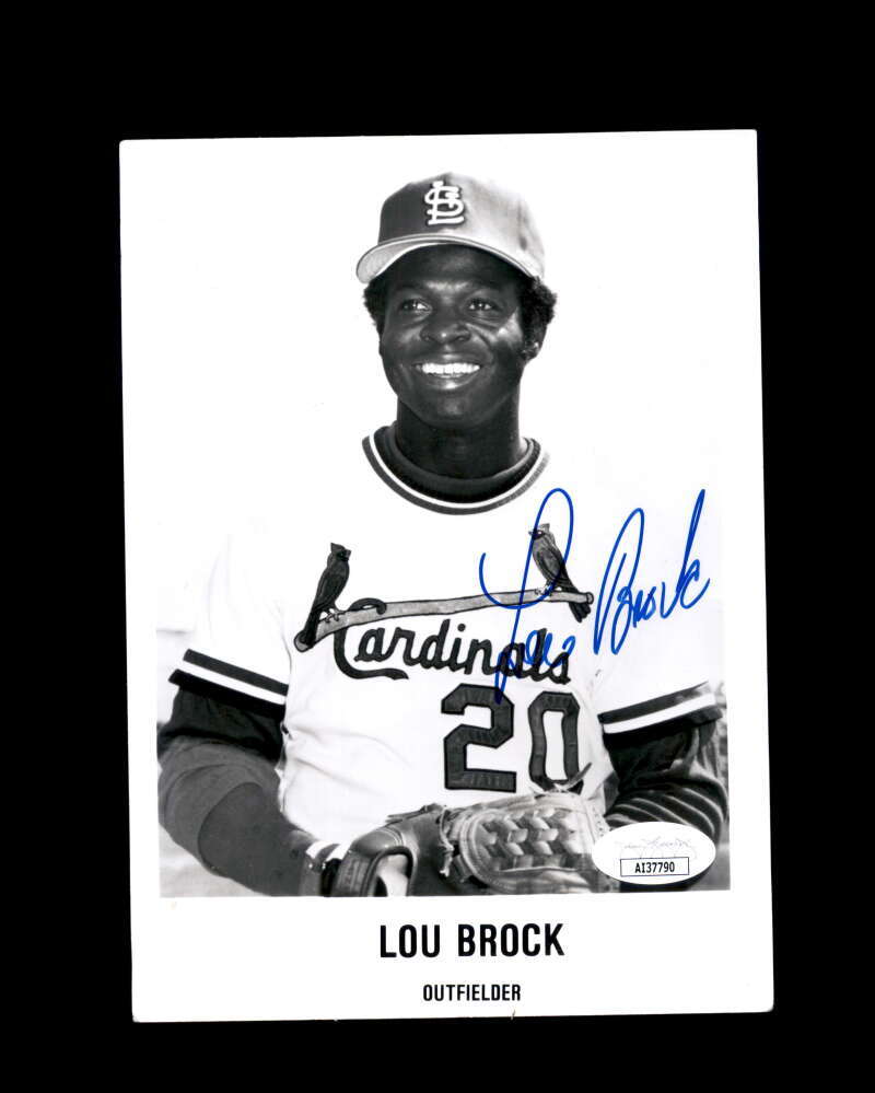 Lou Brock JSA Coa Signed  5x7 Team Issued Photo Autograph Indians