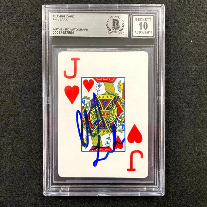 Phil Laak signed Jack of Hearts Playing Card Poker WSOP ~ Beckett BAS 10 Auto