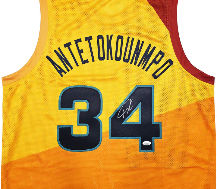 Team Greece Giannis Antetokounmpo Autographed Signed Yellow Jersey JSA