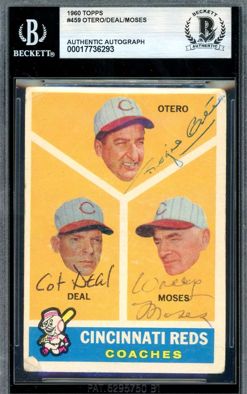 Cot Deal Wally Moses Reggie Otero Beckett BAS Signed 1960 Topps Autograph