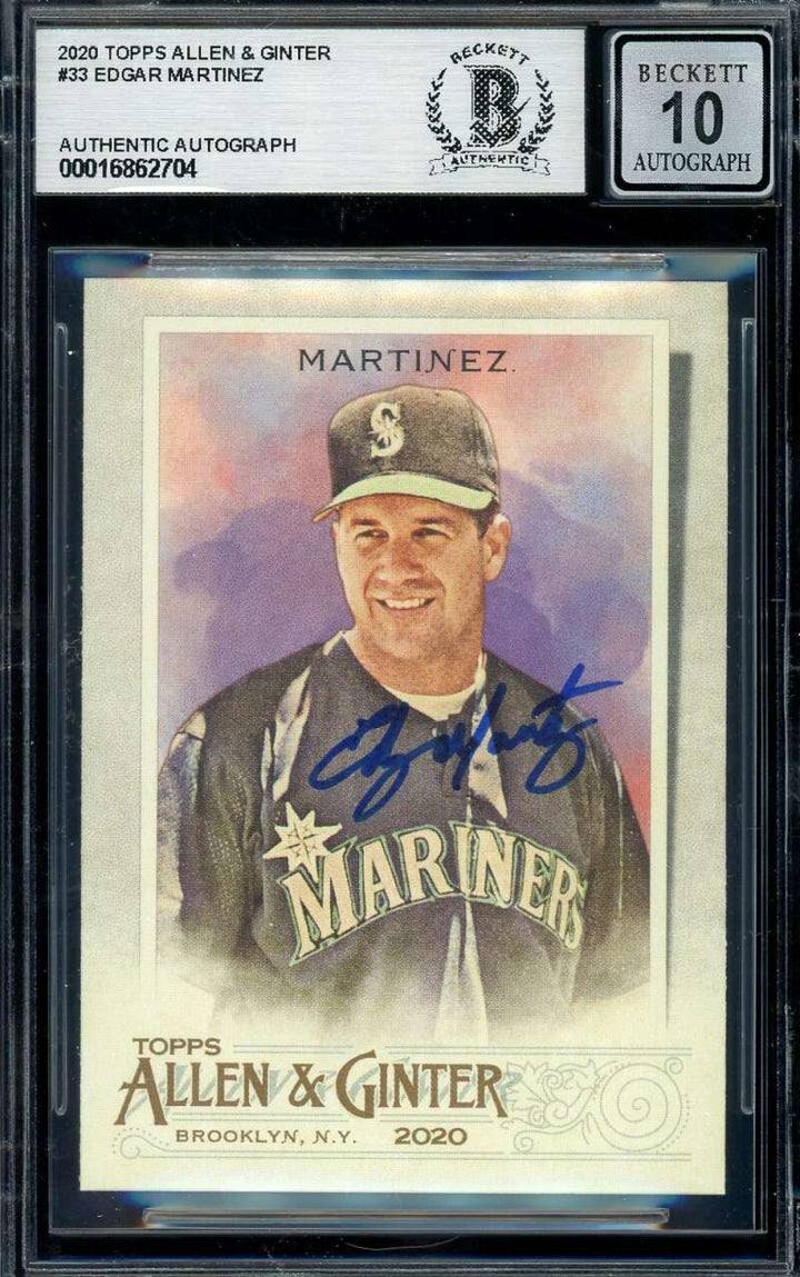 Edgar Martinez Gem Mint 10 Beckett BAS Signed 2020 Topps Allen & Ginter Autog