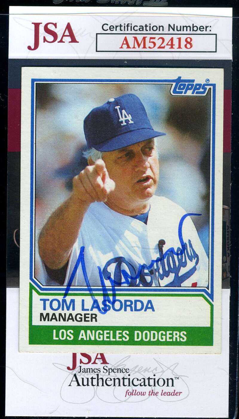 Tommy Lasorda JSA Coa Signed 1983 Topps Autograph