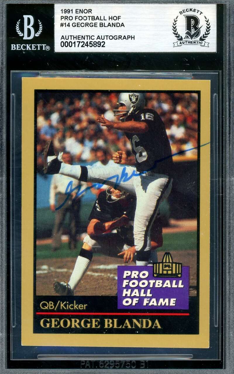 George Blanda Beckett BAS Signed 1991 Enor HOF Autograph