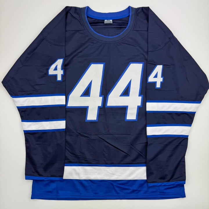 Autographed/Signed Josh Morrissey Winnipeg Blue Jersey Beckett BAS COA