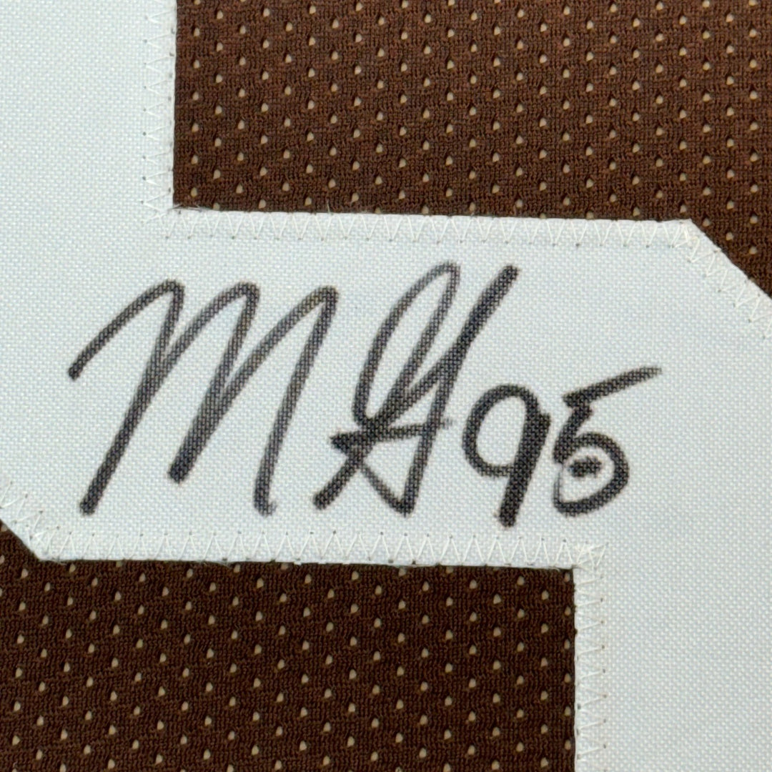 Framed Signed Myles Garrett 35x39 Cleveland Brown Jersey JSA COA