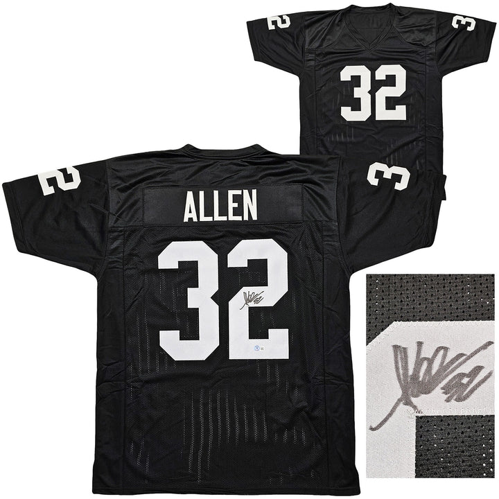 Oakland Raiders Marcus Allen Signed Black Jersey Beckett Witness
