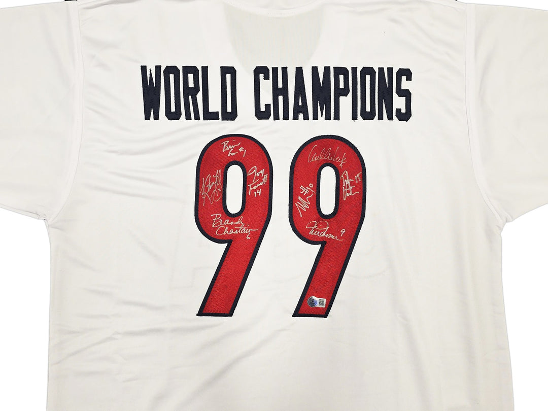 1999 Team USA Women's Soccer World Cup Champions Auto White Jersey 8 Sigs Hamm