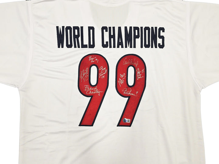 1999 Team USA Women's Soccer World Cup Champions Auto White Jersey 8 Sigs Hamm