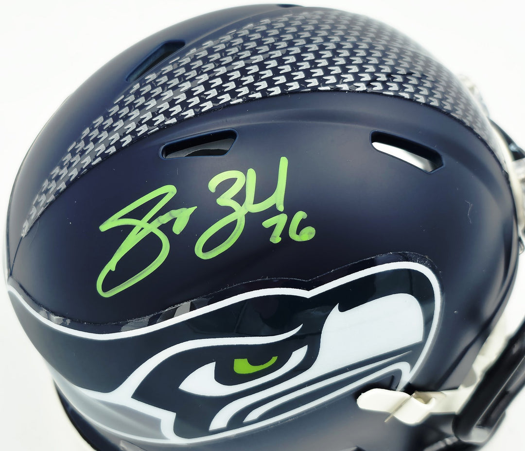 Grey Zabel Signed Seattle Seahawks Blue Speed Mini Helmet MCS Holo