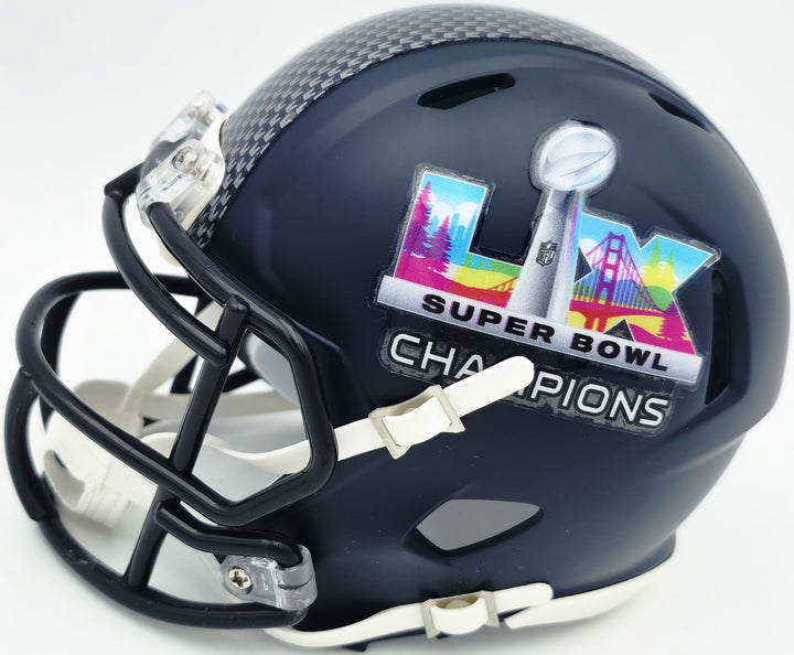 Devon Witherspoon Signed Seahawks Blue SB LX Champions Logo Speed Mini Helmet