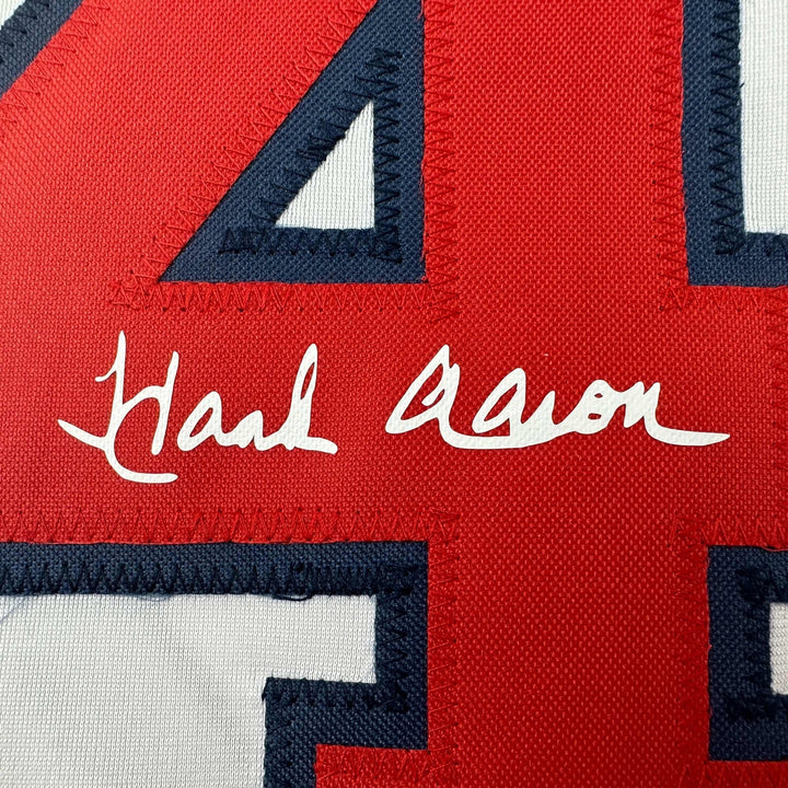 Facsimile Autographed Henry Hank Aaron Atlanta White Reprint Auto Jersey Mens XL