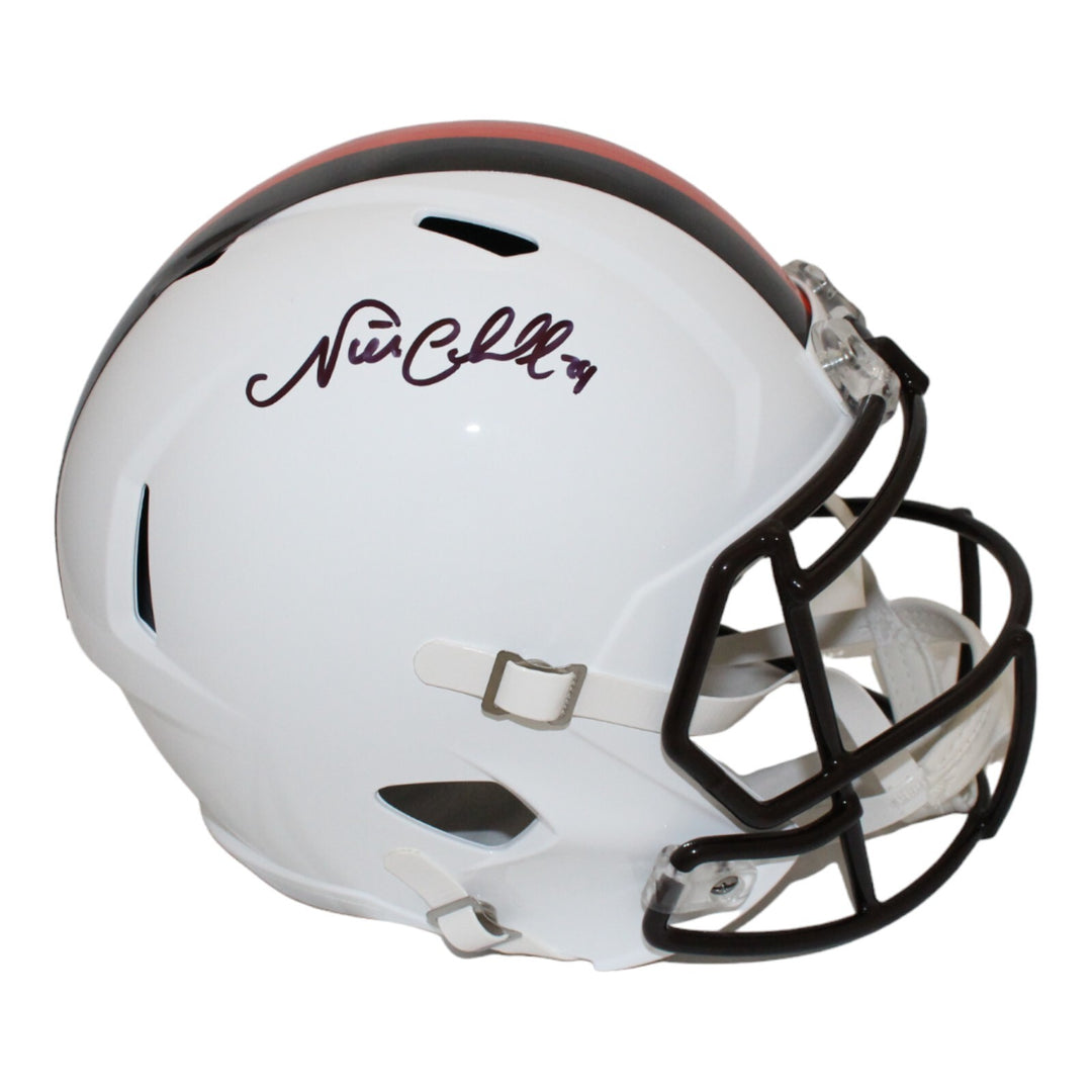 Nick Chubb Autographed Cleveland Browns F/S 23 Alt Helmet Beckett 44005