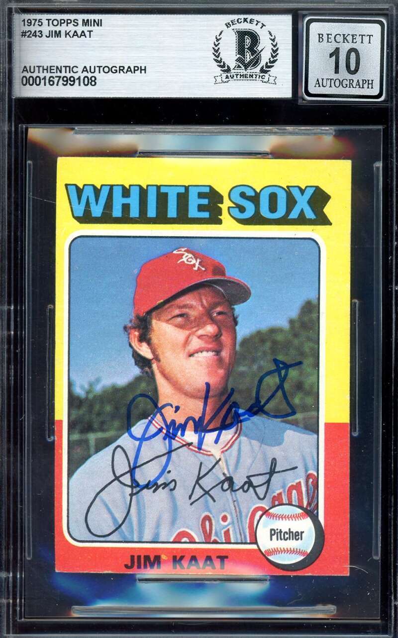 Jim Kaat Gem Mint 10 Beckett BAS Signed 1975 Topps Mini Autograph