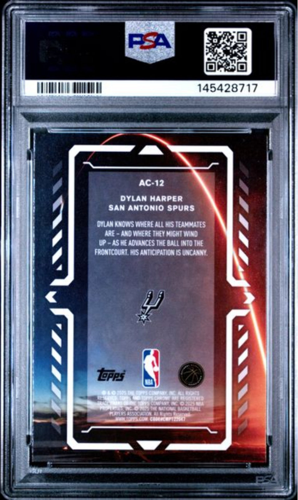 Graded 2025 Topps Chrome Dylan Harper #AC12 Activators RC Basketball Card PSA 10
