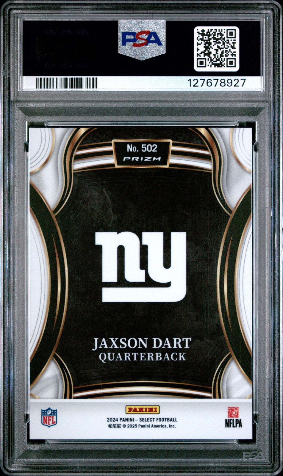 Graded 2024 Panini Select Jaxson Dart #502 XRC Silver Prizm Rookie Card PSA 10
