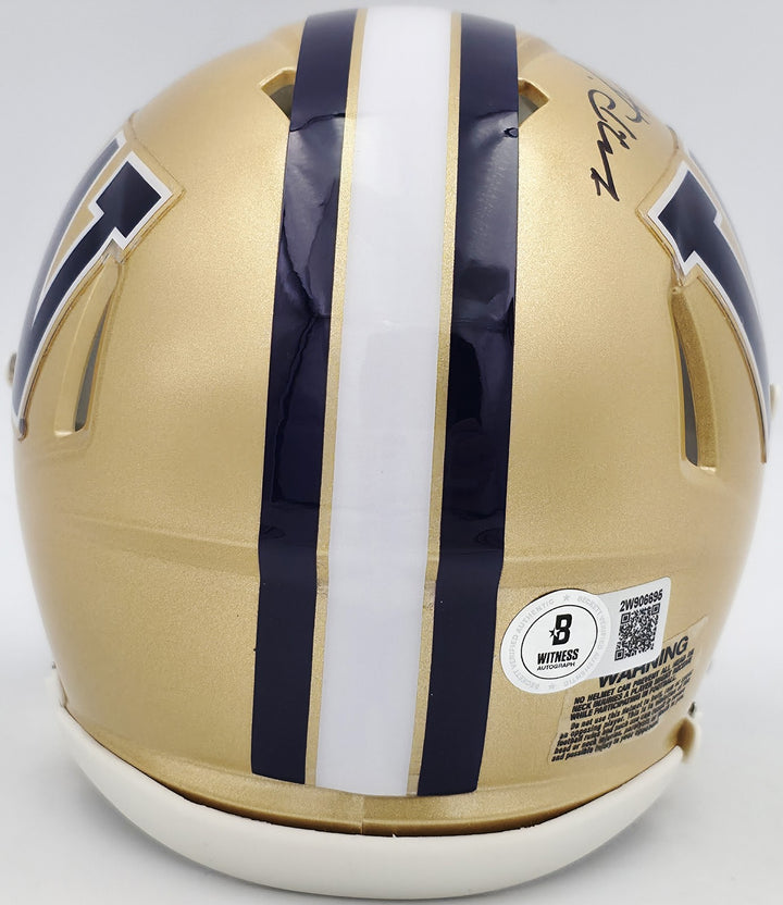 Michael Penix Jr. Signed Washington Huskies Gold Speed Mini Helmet Beckett Wit
