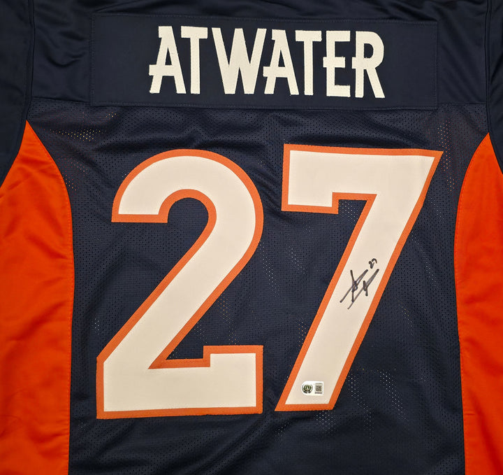 Denver Broncos Steve Atwater Signed Blue Jersey Beckett BAS Witness