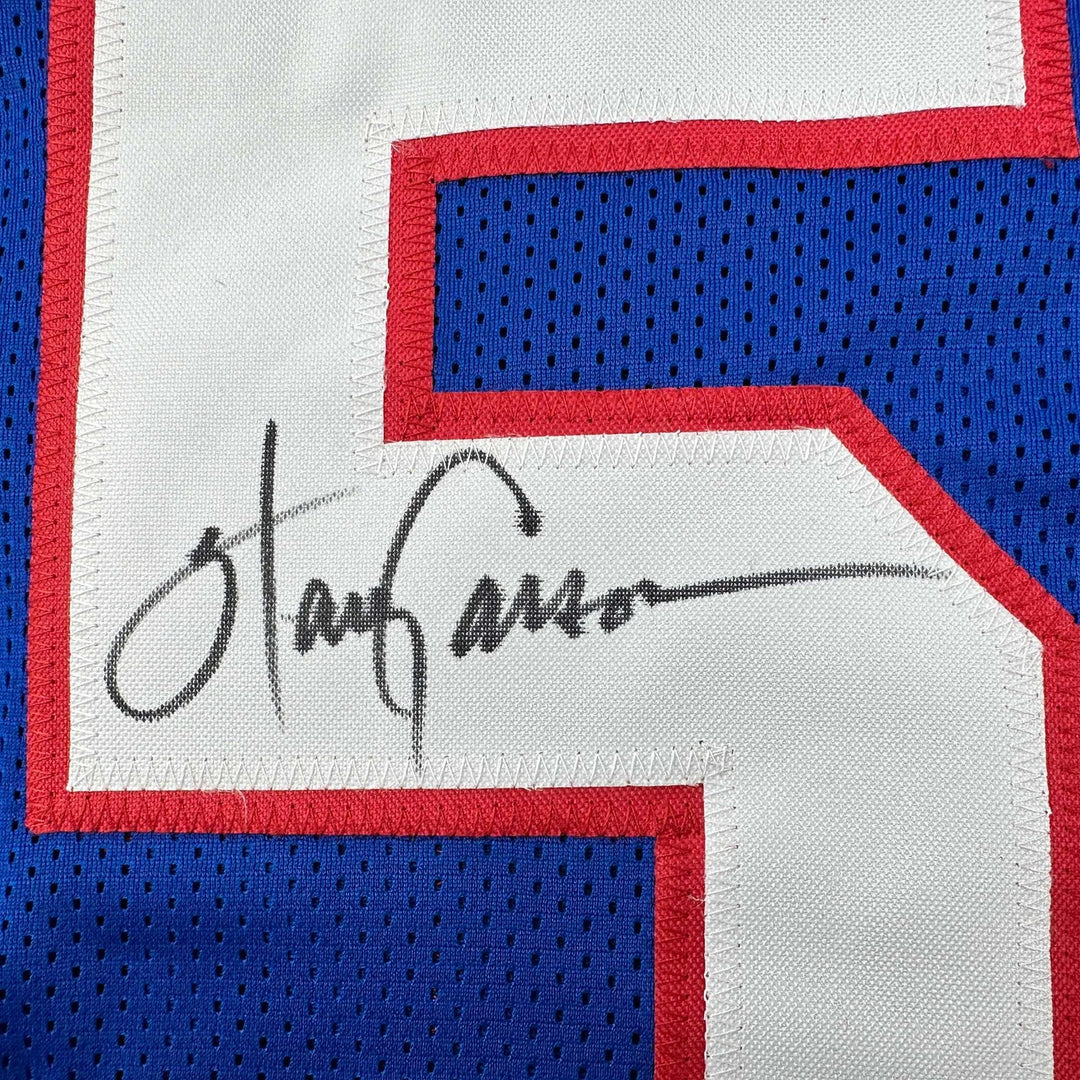 Autographed/Signed Harry Carson New York Blue Jersey Beckett BAS COA
