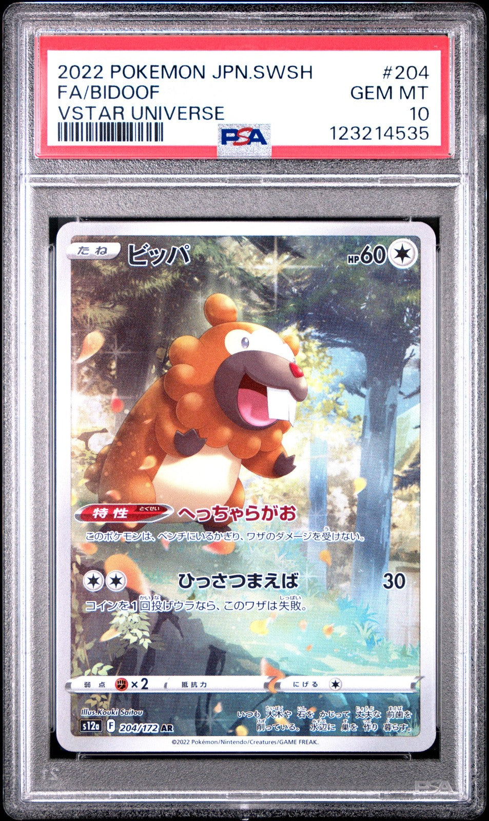 Graded 2022 Pokemon JP SWSH Bidoof #204 FA VStar Universe Card PSA 10 Gem Mint