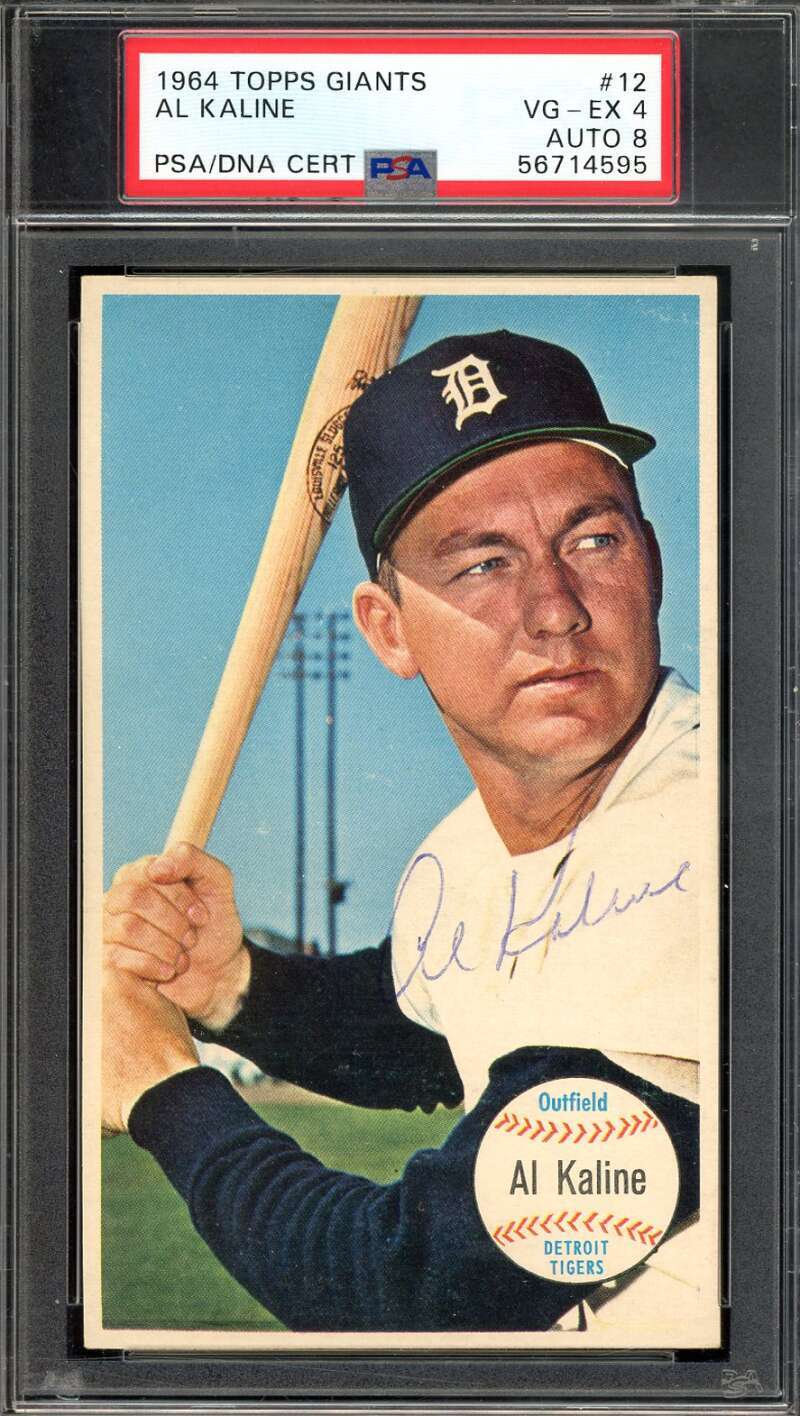Al Kaline NM MT 8 PSA DNA Signed 1964 Topps Giants Autograph
