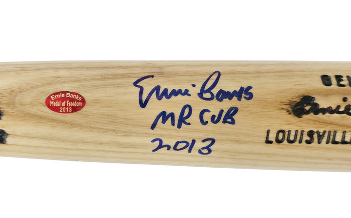 Ernie Banks Auto L Slugger Game Model Baseball Bat Cubs "Mr. Cub, 2013" Beckett