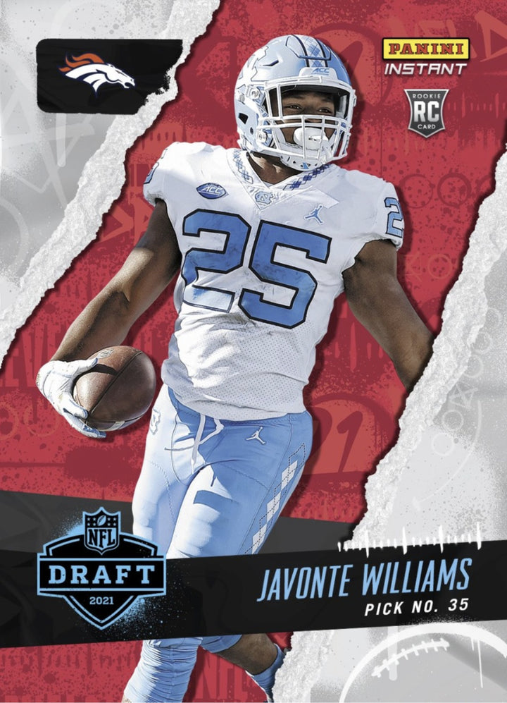 2021 JAVONTE WILLIAMS NFL DRAFT NIGHT PICK NO 35 PANINI INSTANT ROOKIE CARD #20