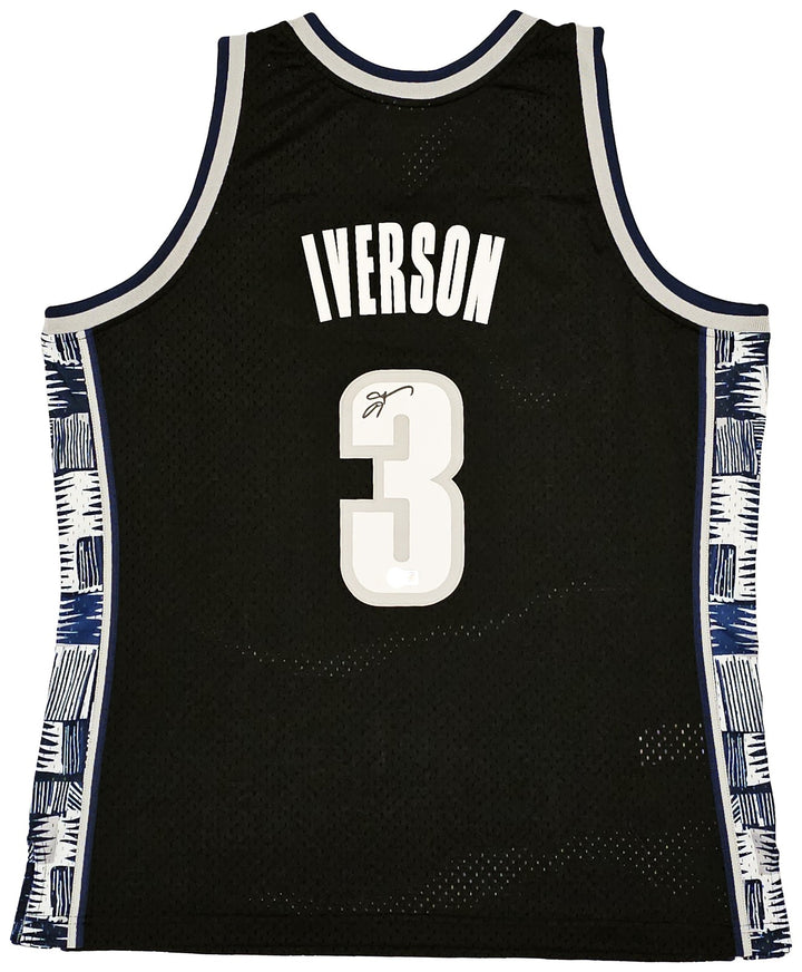 Georgetown Hoyas Allen Iverson Auto Black Mitchell Ness 95 College Jersey XL BAS