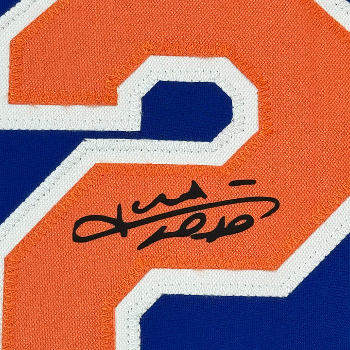 Framed Facsimile Autographed Juan Soto 35x39 New York Blue Reprint Auto Jersey
