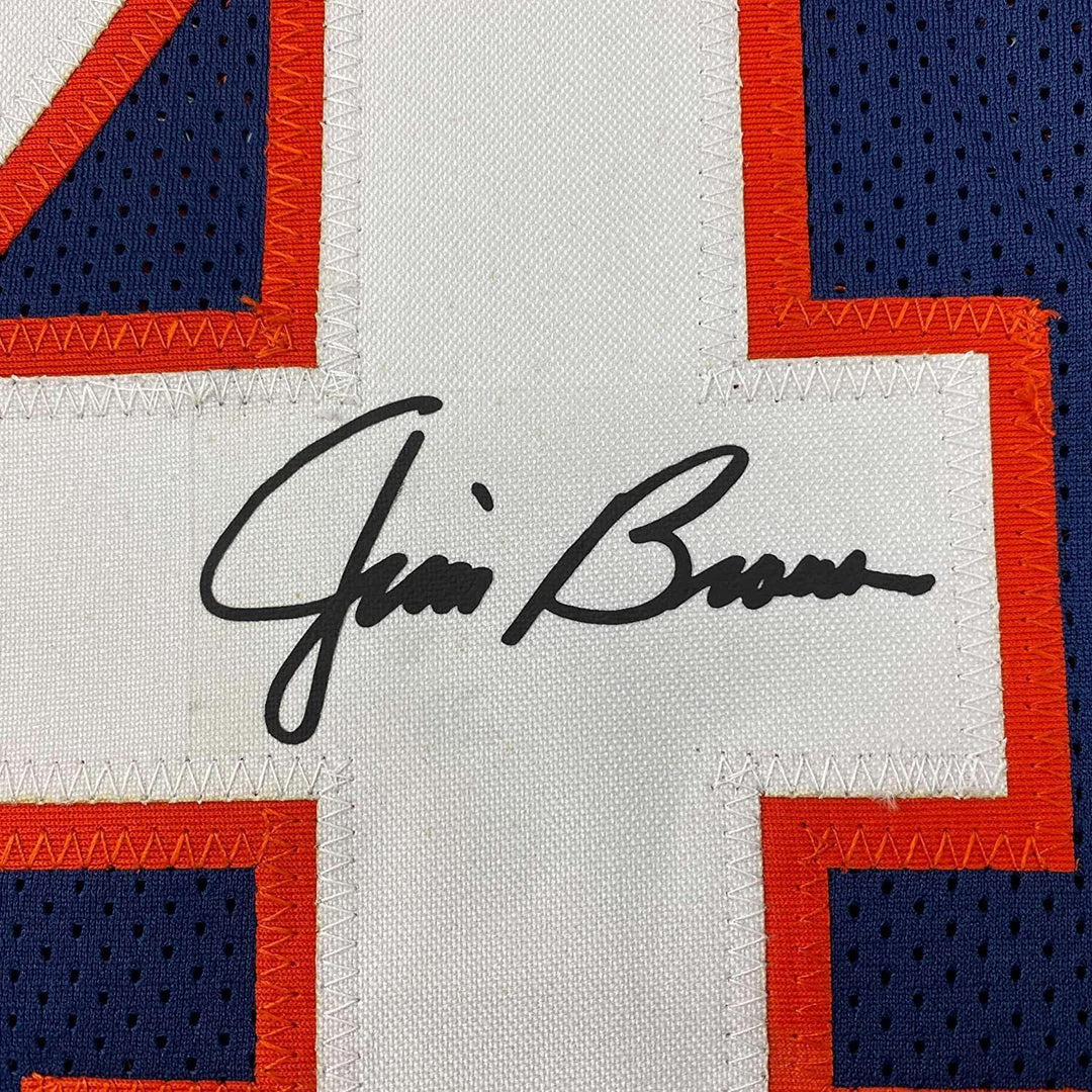 Framed Facsimile Autographed Jim Brown 35x39 Syracuse Blue Reprint Jersey