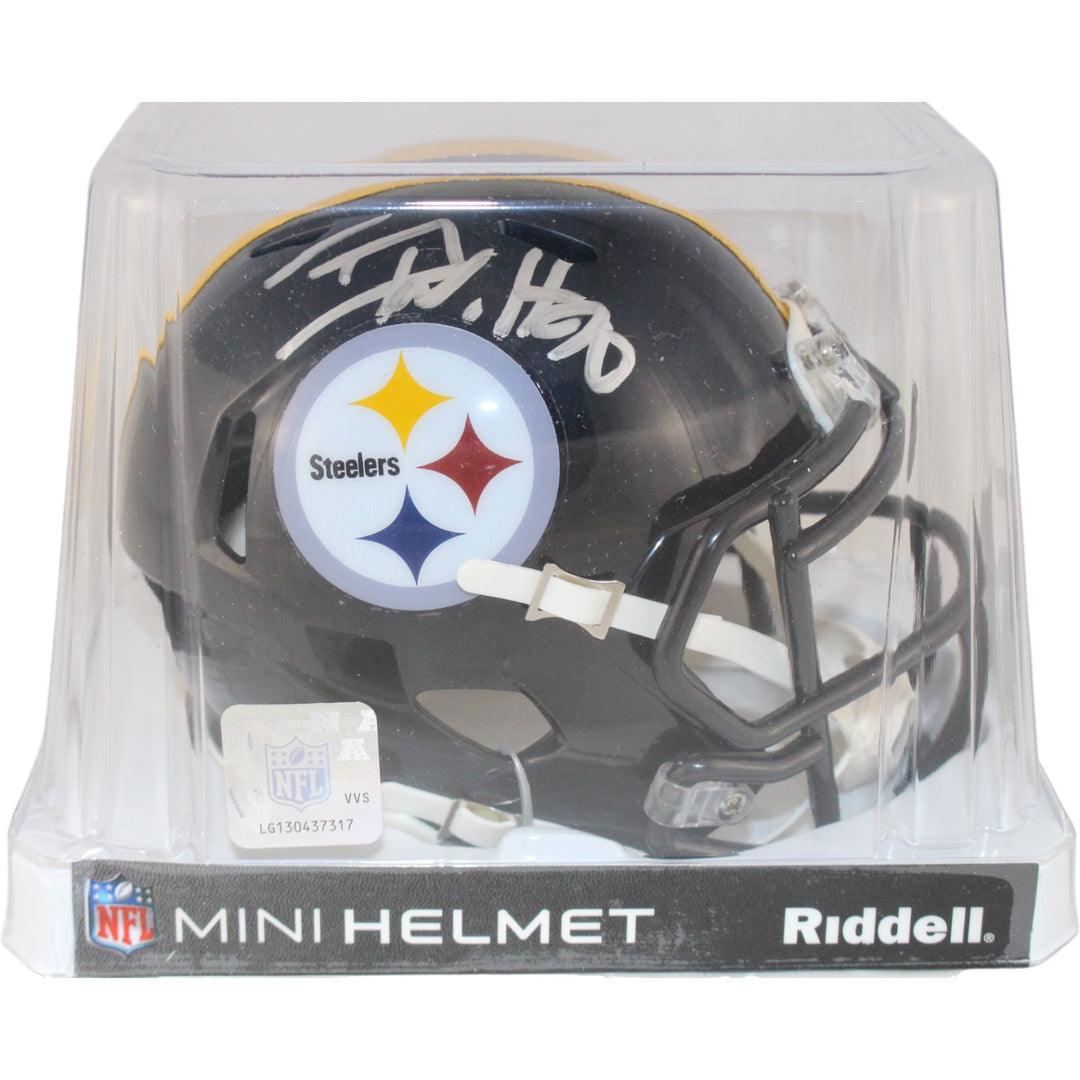 TJ Watt Autographed/Signed Pittsburgh Steelers Mini Helmet Beckett Witness 54034