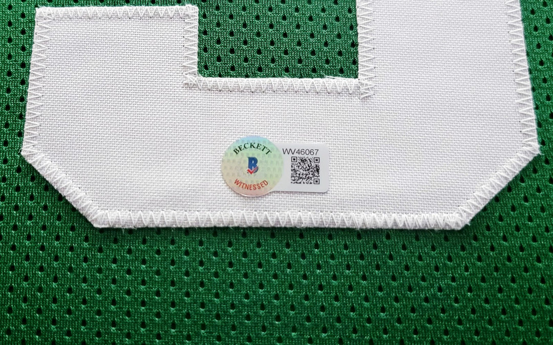 Boston Celtics Kevin Garnett Signed Framed Green Jersey Beckett BAS QR