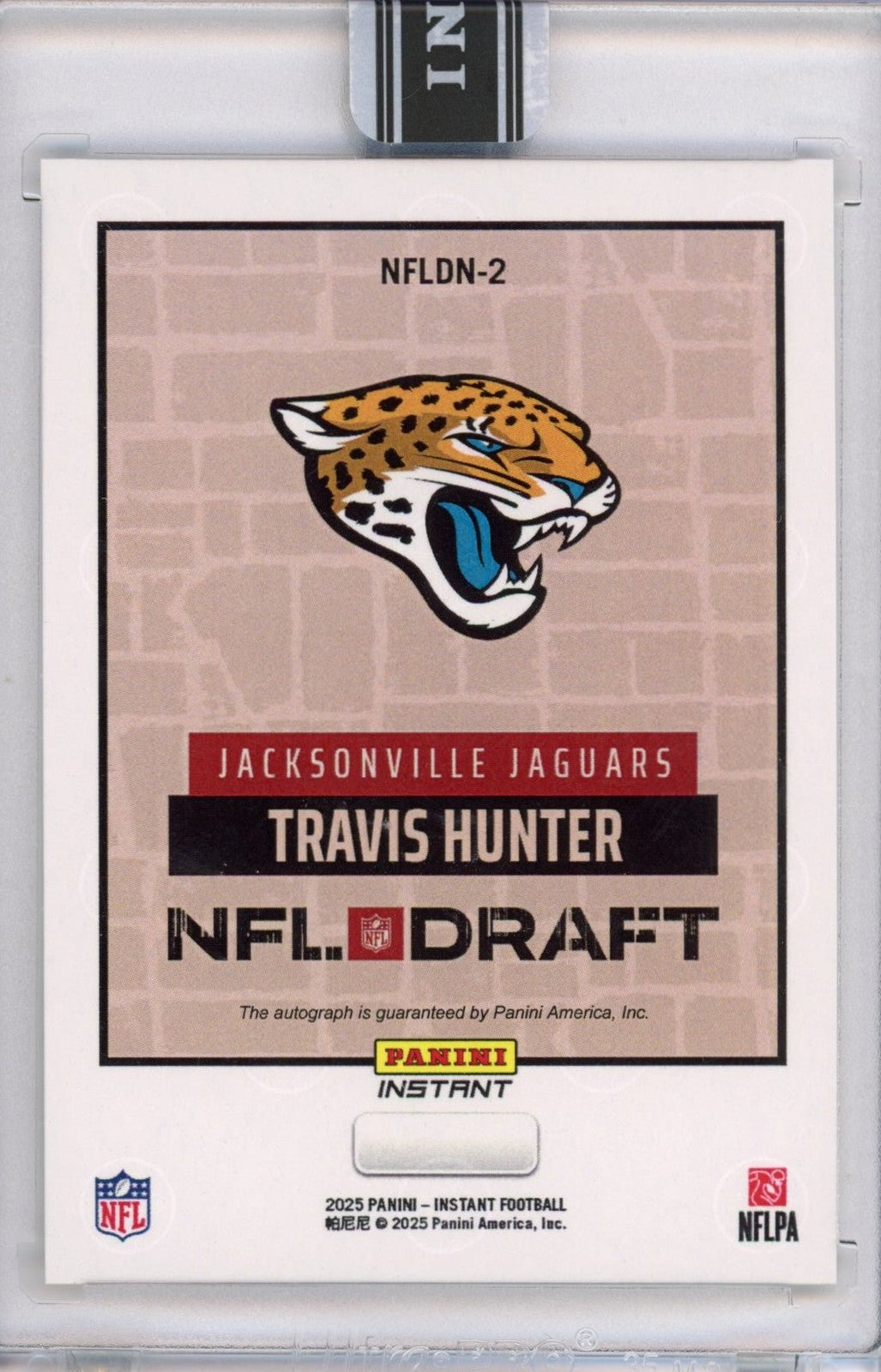 2025 Panini Instant NFL Travis Hunter #DN2 Draft Night Auto Rookie Card