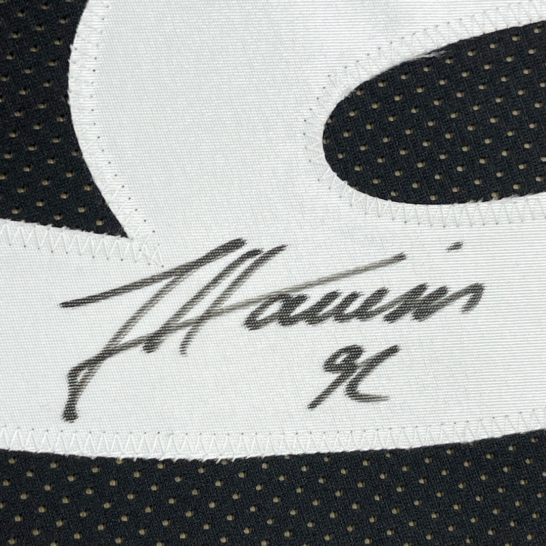 FRAMED Autographed/Signed JAMES HARRISON 33x42 Pittsburgh Black Jersey BAS COA