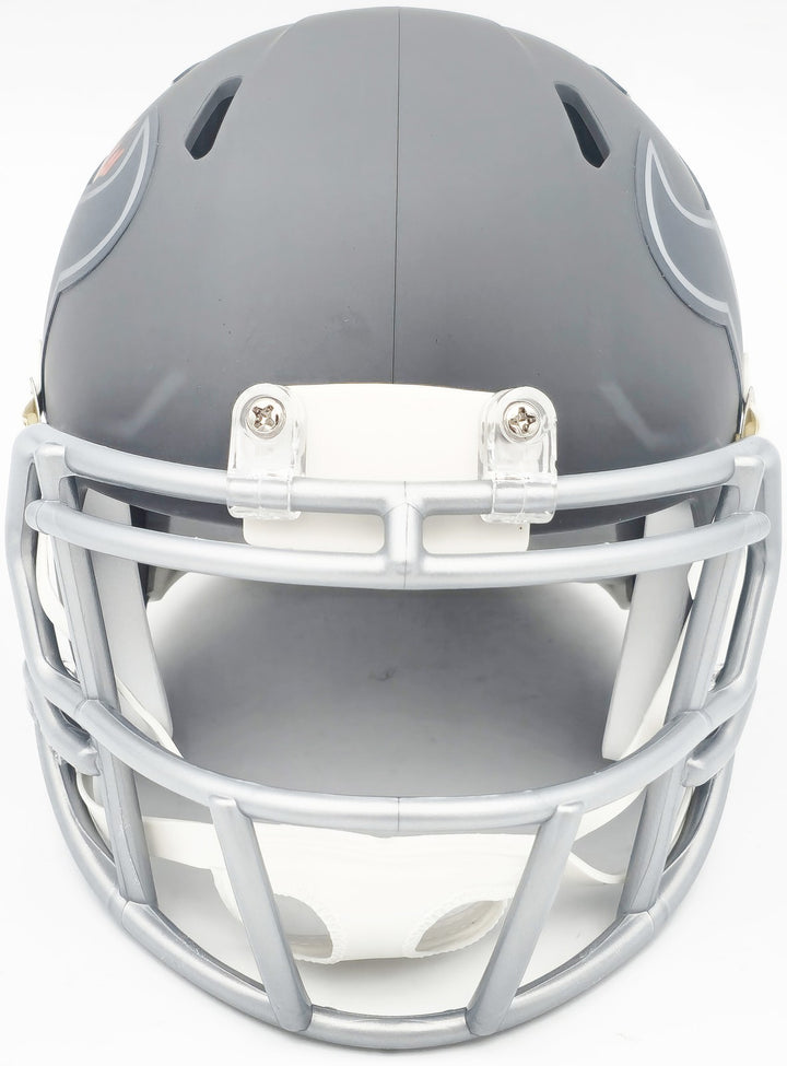 Tank Dell Signed Houston Texans Slate Gray Speed Mini Helmet Beckett
