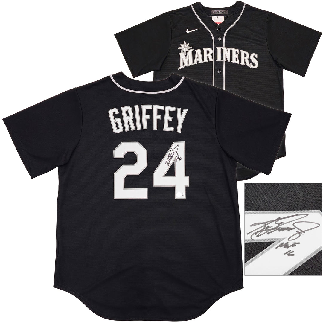 Mariners Ken Griffey Jr. Signed Black Nike Jersey Size L "HOF 16" Beckett Wit