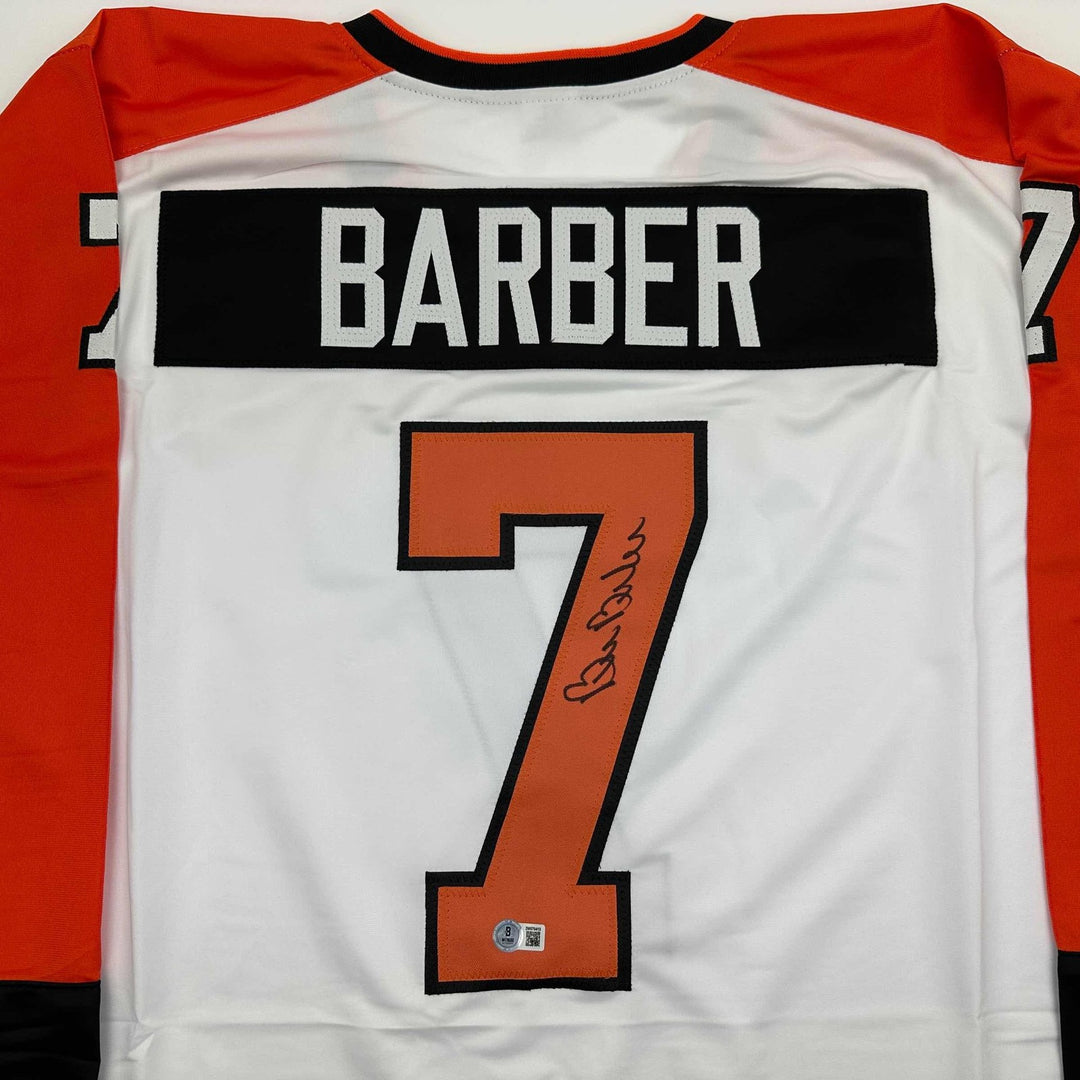 Autographed/Signed Bill Barber Philadelphia White Jersey Beckett BAS COA