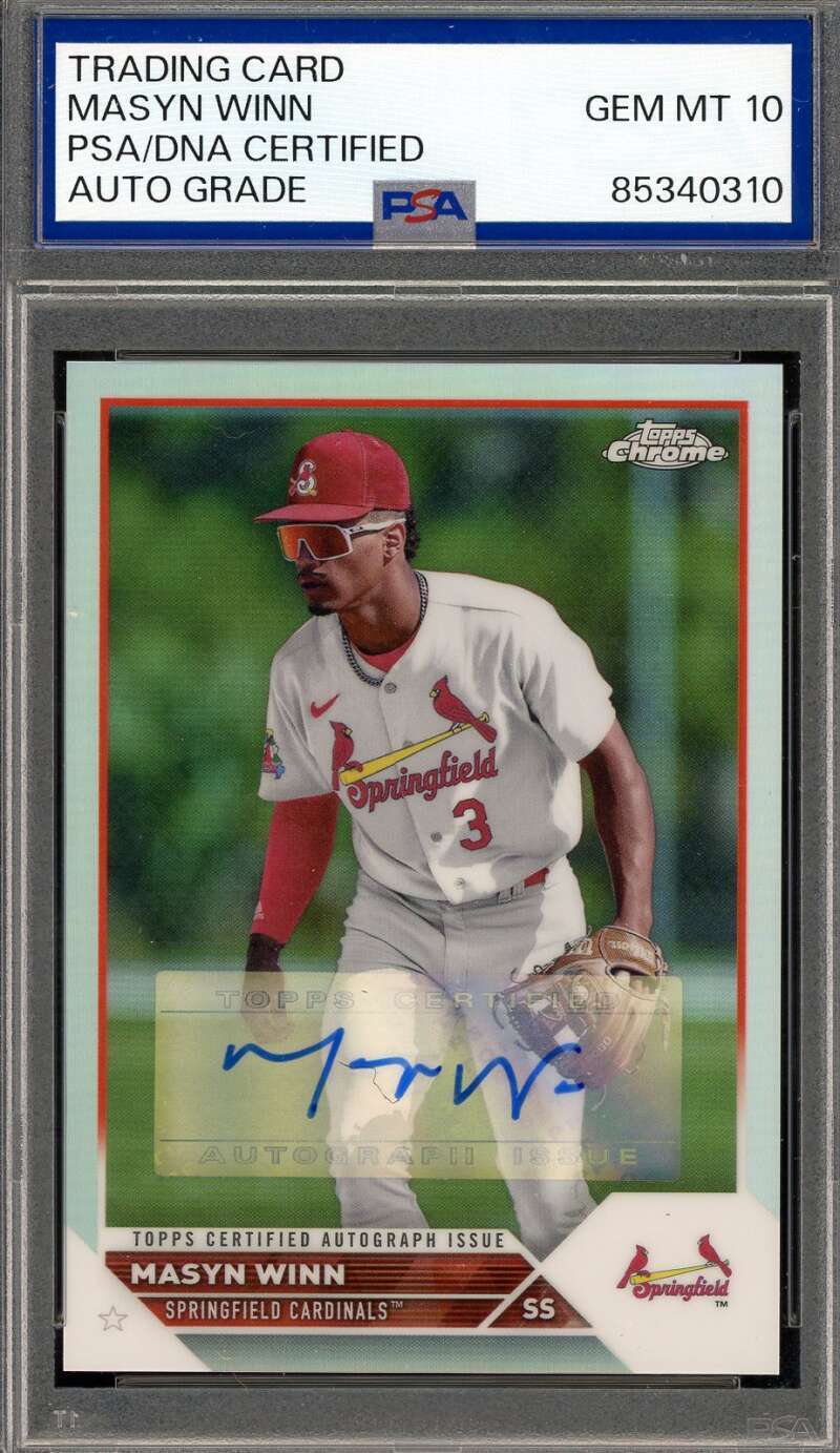 Masyn Winn Gem Mint 10 PSA DNA Signed 2023 Topps Chrome Pro Debut 91/99 Rookie