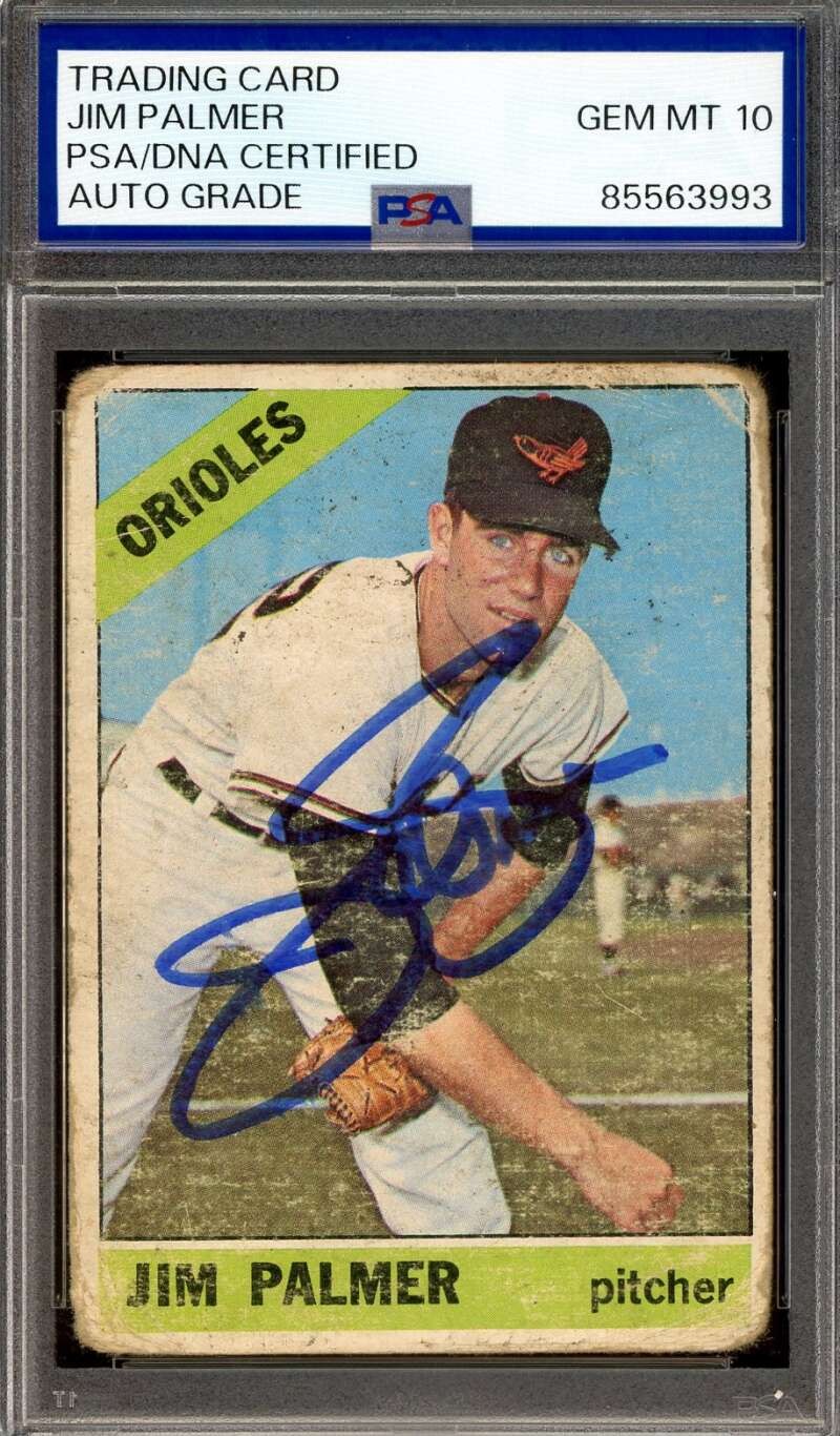 Jim Palmer Gem Mint 10 PSA DNA Signed 1966 Topps Rookie Autograph