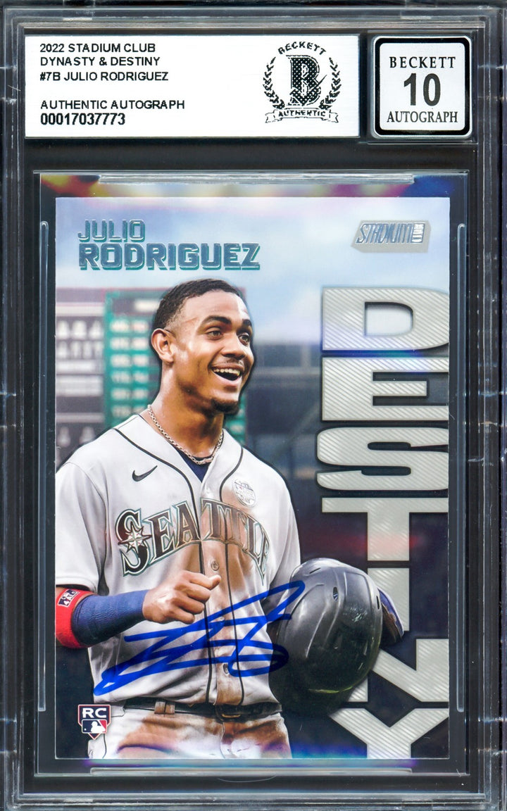 Julio Rodriguez Signed 2022 Stadium Club Destiny RC 7B Mariners Sig 10 Beckett