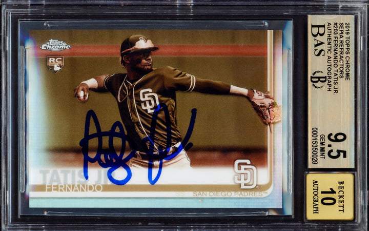 Fernando Tatis Jr Signed 2019 Topps Chrome Sepia Refractor RC 203 BGS 9.5 Sig 10