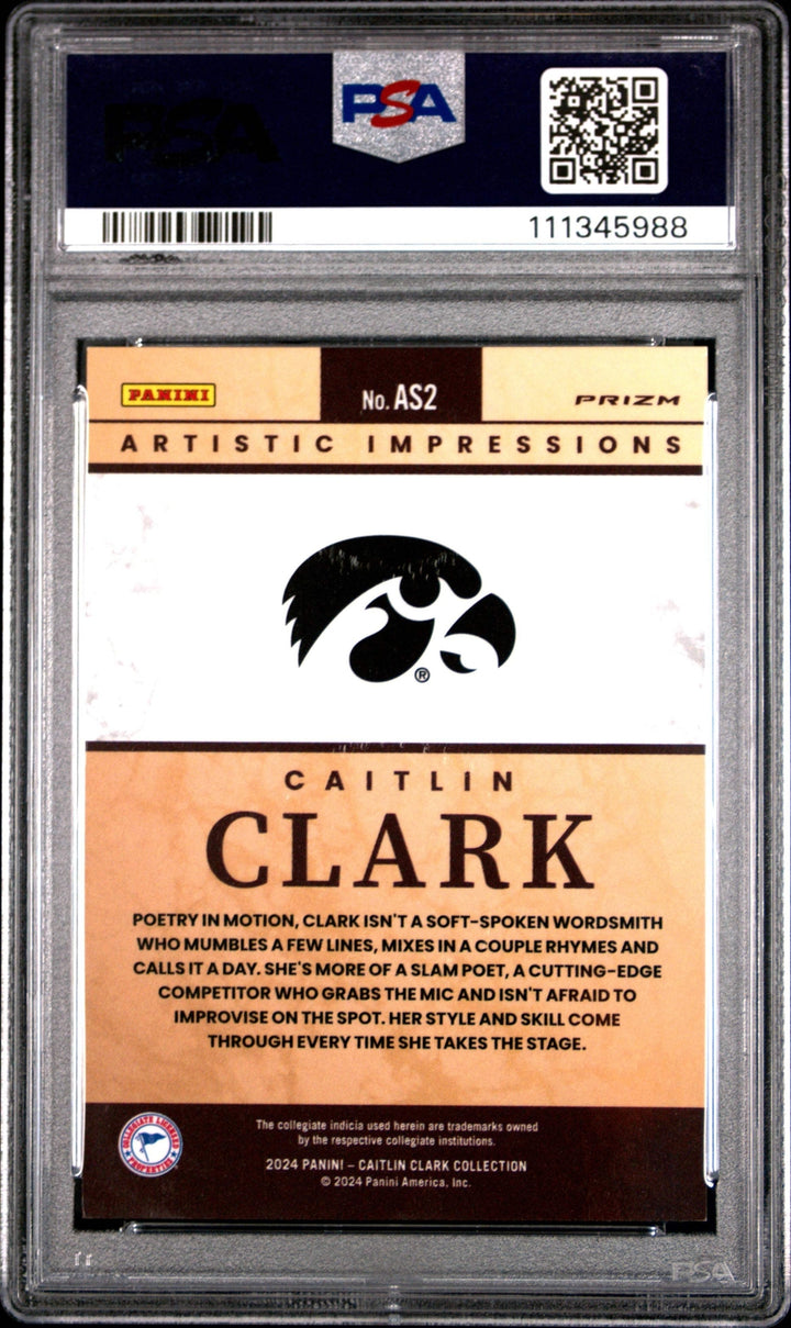 Graded 2024 Panini Caitlin Clark #AS2 Artistic Selection Basketball Card PSA 10