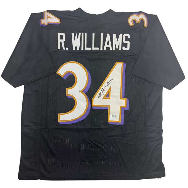 Autographed/Signed Ricky Williams Baltimore Black Football Jersey Beckett COA