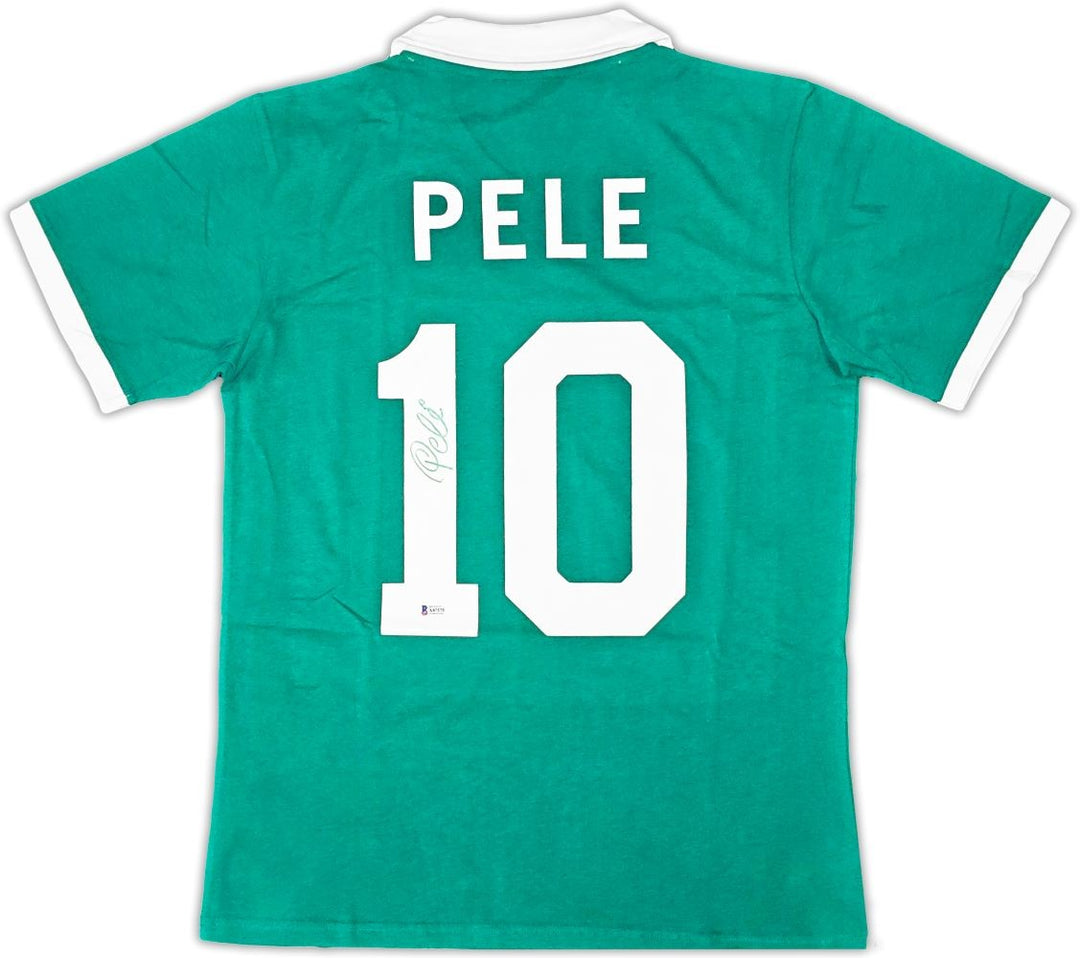 Pele New York Signed Green Soccer Jersey BAS