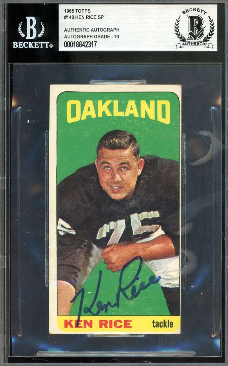 Ken Rice Gem Mint 10 Beckett BAS Signed 1965 Topps SP Autograph