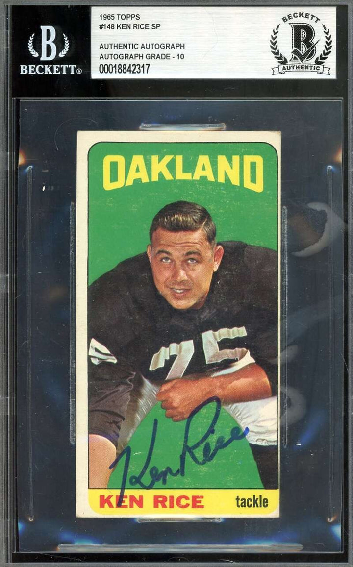 Ken Rice Gem Mint 10 Beckett BAS Signed 1965 Topps SP Autograph